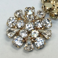 C-1179- Gold and Crystal Rhinestone Button